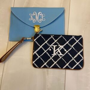 Monogrammed clutches “KML” and “k”